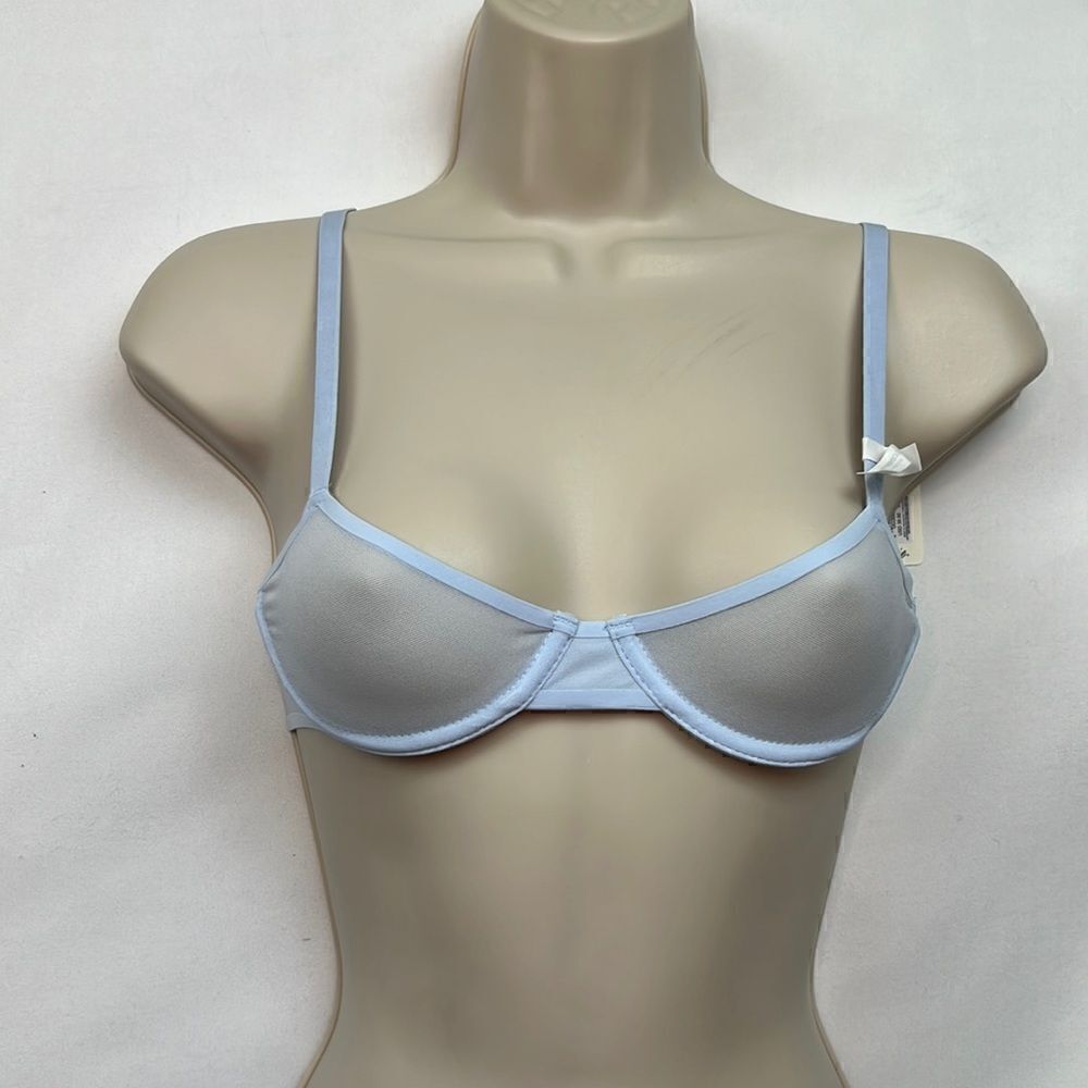 Aerie Smoothez Pale blue Balconette Mesh unlined bra NWT
